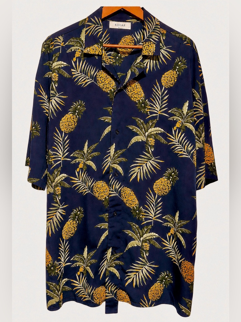 Mens Camp Shirt Pineapple Camp Collar Hawaiian Tropical Resort XL